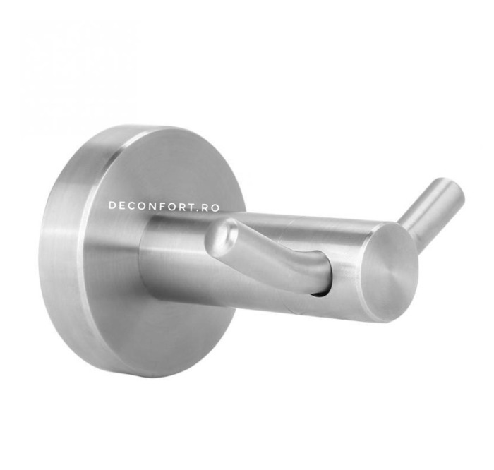 Cuier baie inox satinat cu doua brate STEEL prindere stabila perete [2]