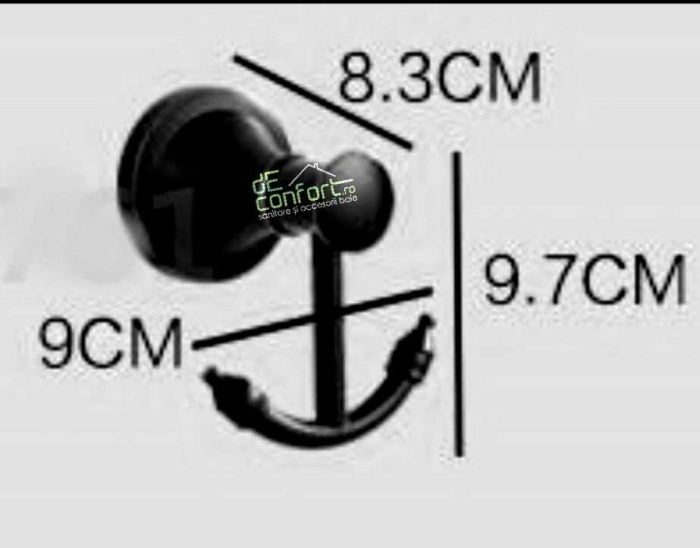 Cuier dublu alama antichizata culoare neagra Ermetiq fixare perete [2]