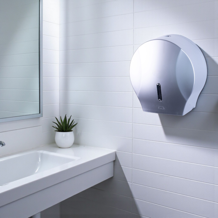 Dispenser rola hartie igienica mare argintiu [2]