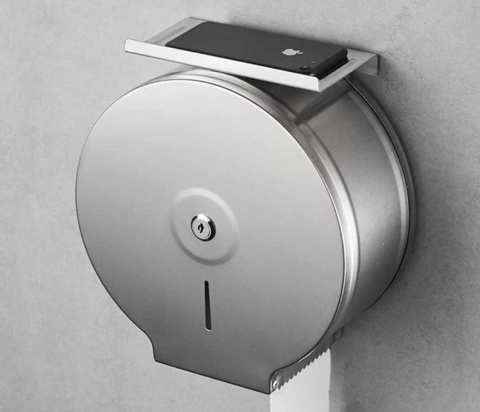 Dispenser rola hartie jumbo satinat metalic antivandalism cu suport hartie Milano [2]
