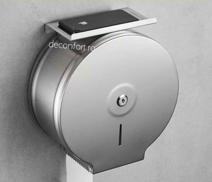 Dispenser rola hartie jumbo satinat metalic antivandalism cu suport hartie Milano [3]