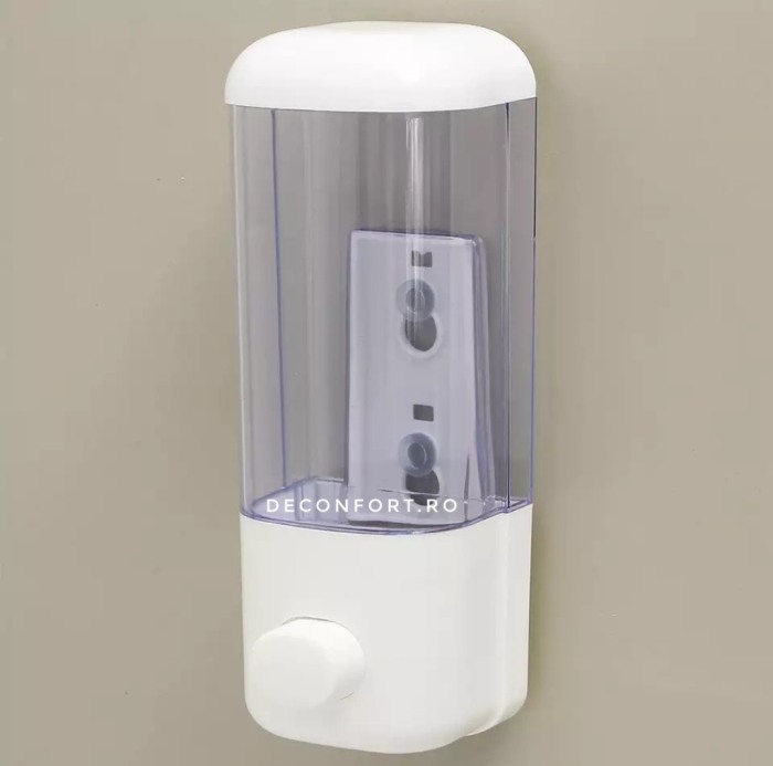 Dispenser sapun baie 500ml culoare alb rezistent pereti transparenti [4]