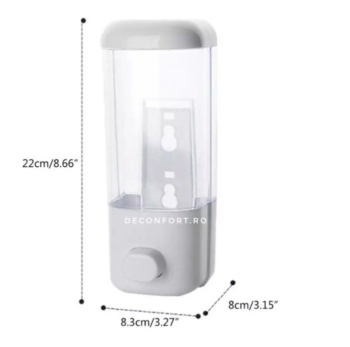 Dispenser sapun baie 500ml culoare alb rezistent pereti transparenti [3]