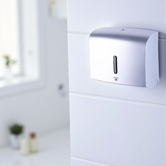 Dispenser servetele pliate inchidere cheie plastic ABS gri [2]