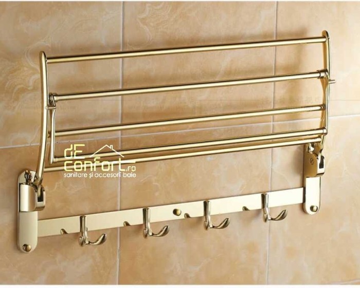 Etajera baie bronz antichizat Venice rabatabila cu cuier [4]