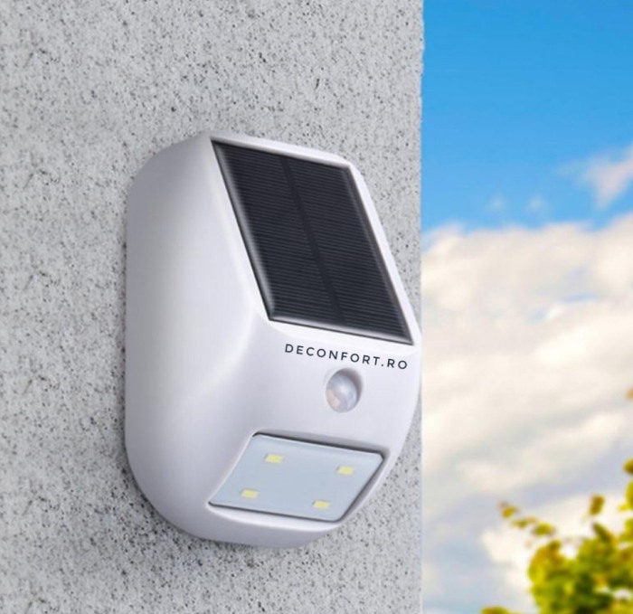 Lampa solara LED senzor miscare montare perete culoare alb-negru [2]