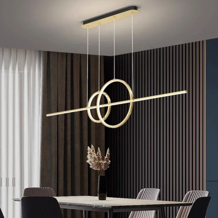Lustra LED dimmabila 42w, negru cu auriu telecomanda, lumina cald/rece/neutru [2]