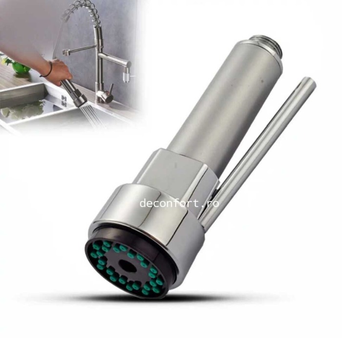 Para dus extractabil baterie bucatarie crom satinat duze silicon Florida [3]