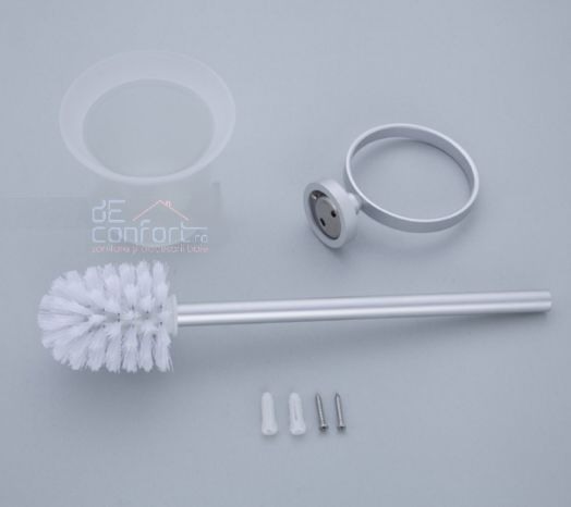 Perie wc aluminiu fixare perete pahar sticla mata [2]