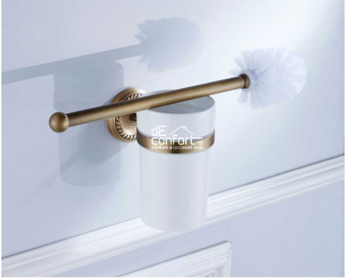 Perie wc retro VERONA pahar ceramica suport perete antichizat [2]