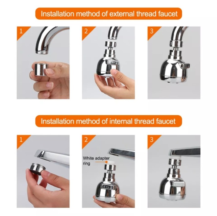 Perlator baterie chiuveta economie apa, trei functii [5]