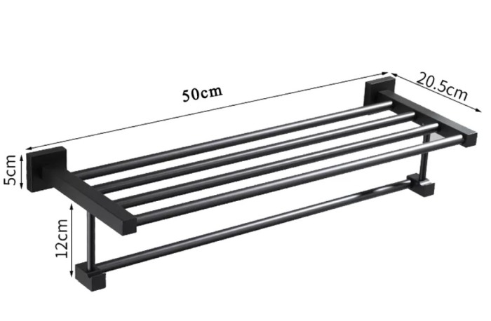 Raft baie negru MAT cu suport prosop [4]