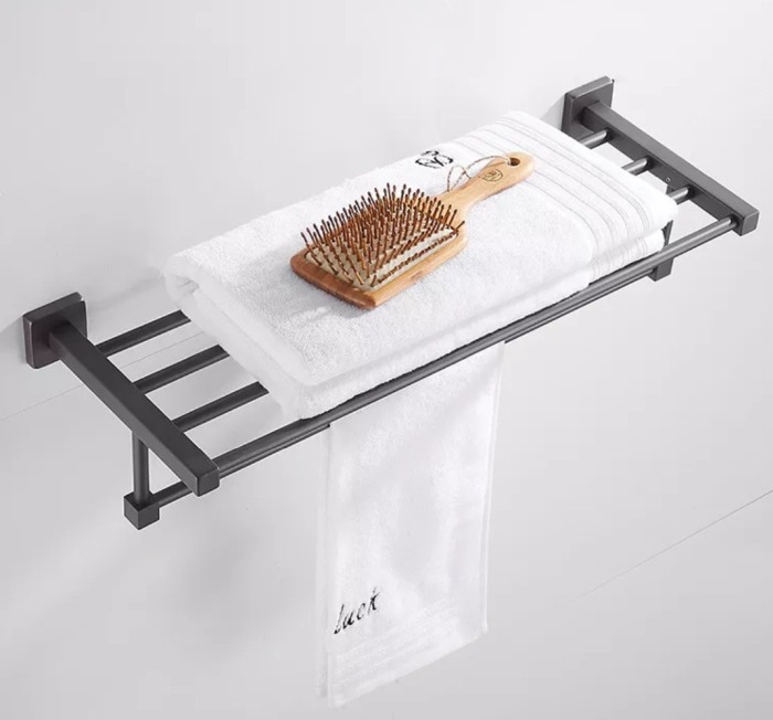 Raft baie negru MAT cu suport prosop [3]