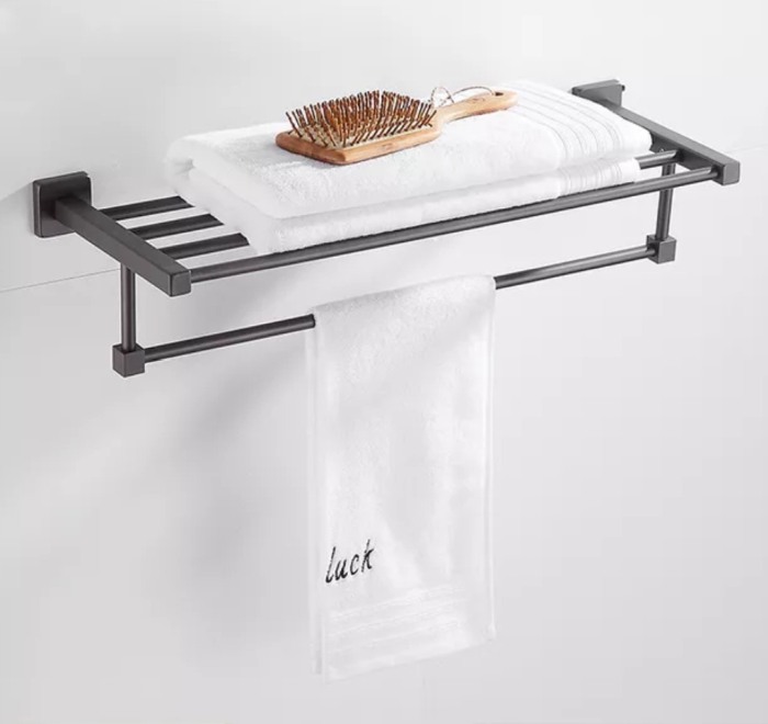 Raft baie negru MAT cu suport prosop [2]