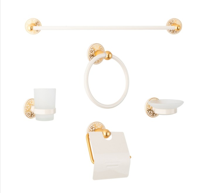 Set accesorii baie auriu alb AGS 5 piese [2]