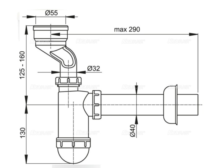 Sifon evacuare urinal cu garnitura scurgere verticala pisoar din plastic [2]