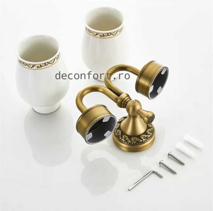 Suport dublu bronz antichizat pahare ceramica PRATO [4]