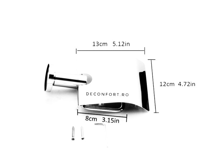 Suport hartie toaleta inox periat STEEL clateta rabatabila mata montare baie [3]