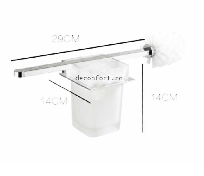 Suport perie wc cromat prindere perete pahar sticla LINER [3]