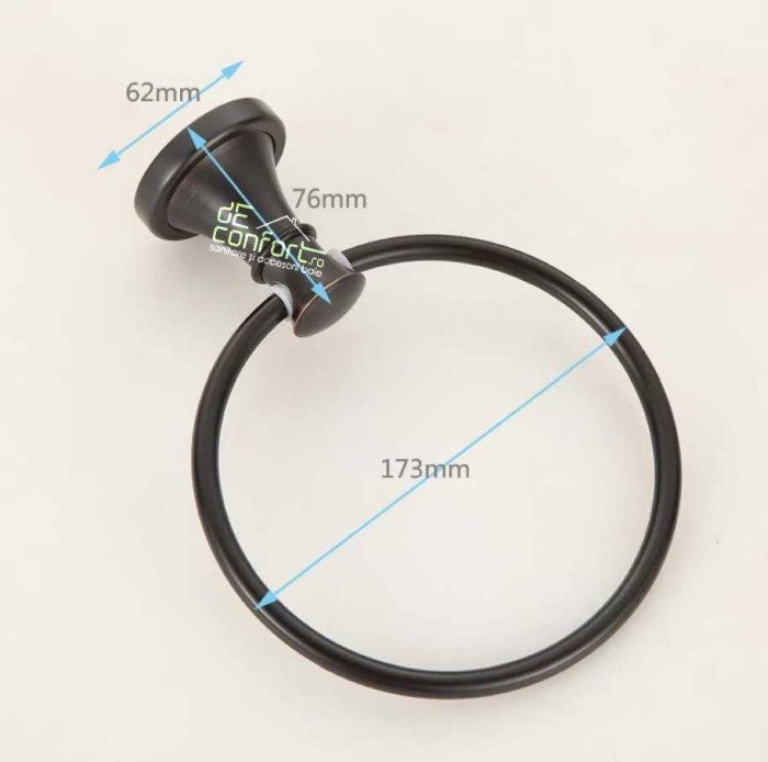 Suport prosop baie rotund aluminiu antichizat culoare neagra Ermetiq [2]