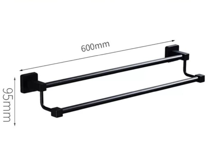 Suport prosop dublu 50cm negru MAT [4]