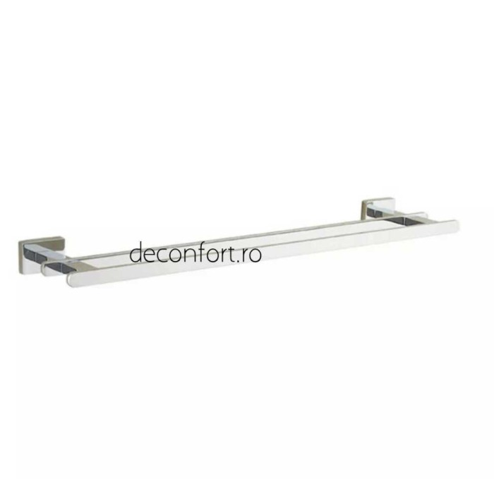 Suport prosop dublu bara Liner cromat lucios aspect liniar prindere perete doua puncte [4]