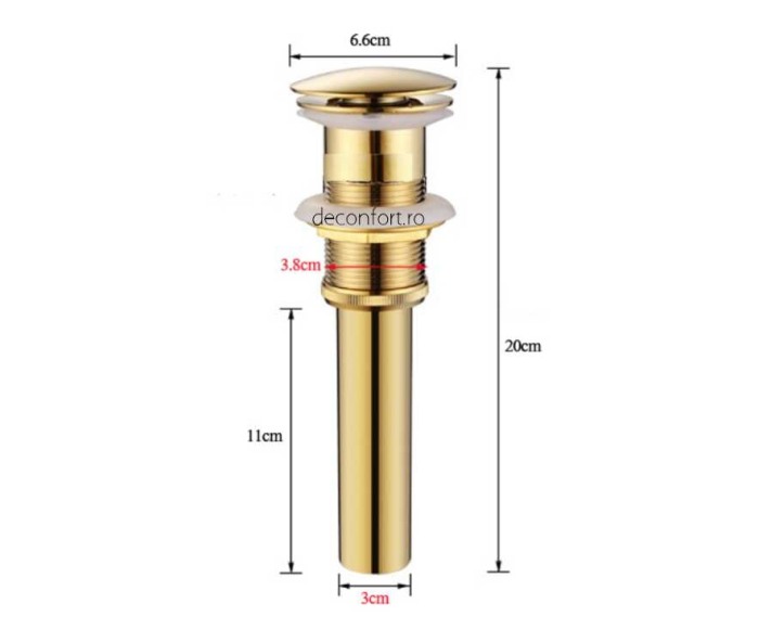 Ventil auriu scurgere chiuveta GOLD dop mare [3]