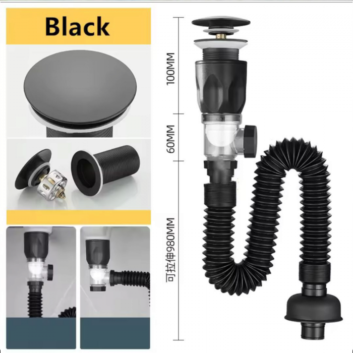 Ventil evacuare negru antichizat click-clack cu sifon evacuare [2]