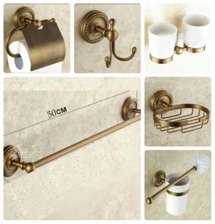 Accesorii baie bronz antichizat retro Verona 6 piese