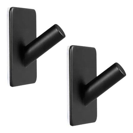 Accesorii baie cromate - Agatator cuier adeziv inox negru 2 bucati