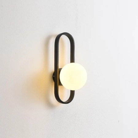 Aplica Mara negru metal E14 modern abajur alb vintage cu bec [3]