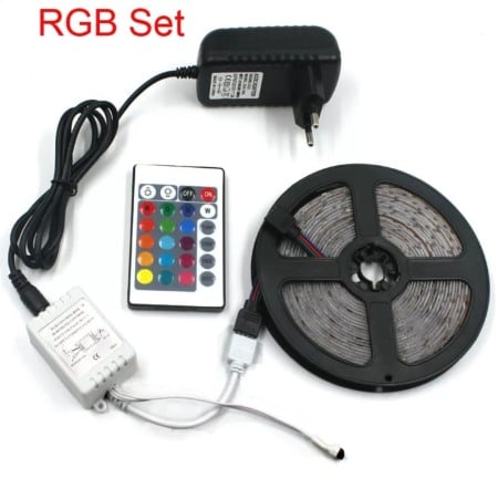 Banda LED dublu-adeziva telecomanda lumina RGB 5m [0]