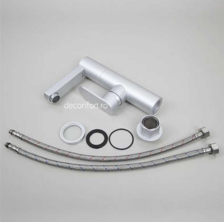 Baterie aluminiu montare lavoar Banff inaltime medie cu pipa rotativa [3]