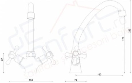 Baterie antichizata alama doua robineta Venice obertain ceramic [1]