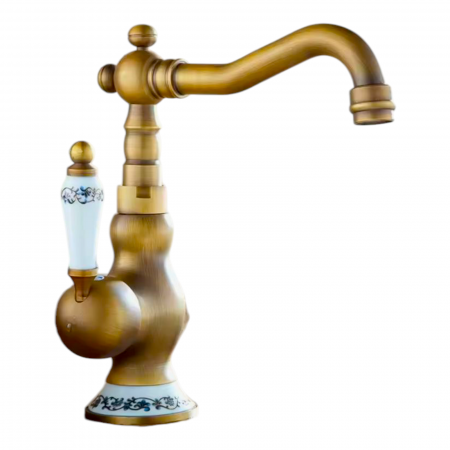 Baterii bronz antic - Baterie chiuveta retro elemente ceramice Kamis