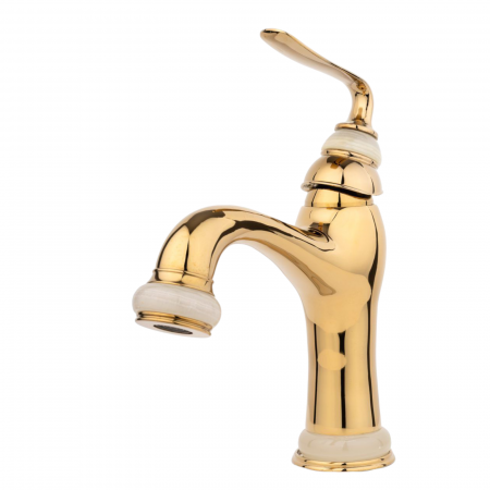 Baterii lavoar - Baterie baie montare lavoar antichizata Jade Gold pipa fixa