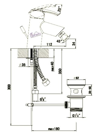 Baterie bideu Aero-S economisire apa monocomanda finisaj crom sifon inclus [2]
