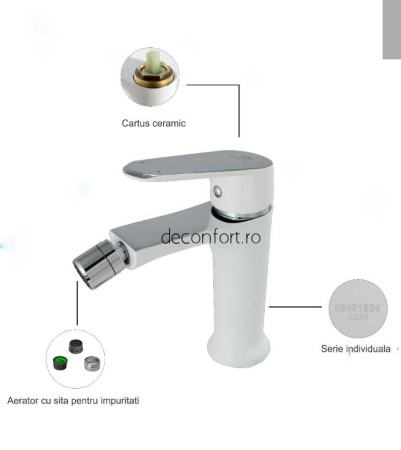 Baterie bideu Ermetiq culoare alba cromat cartus ceramic [1]