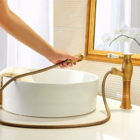 Baterie bronz antic cu dus extractibil Borno
