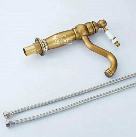 Baterie bronz antichizata montare lavoar Norton pipa rotativa [2]