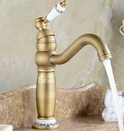 Baterie bronz lavoar - Baterie bronz antichizata montare lavoar Norton pipa rotativa