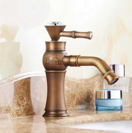 Baterie bronz lavoar - Baterie bronz retro montare lavoar Benin cu pipa rotativa