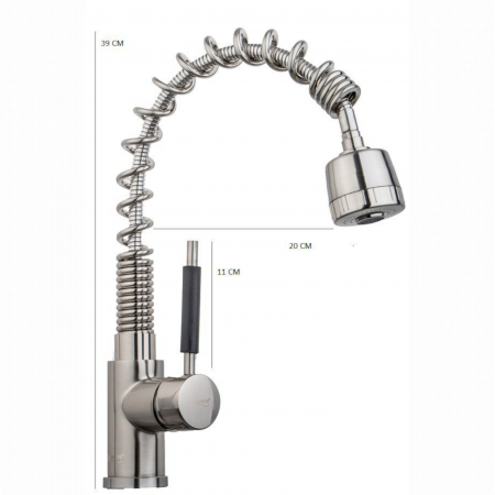 Baterie bucatarie flexibila inox satinat cu dus cu pipa sub forma de arc [3]