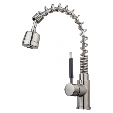 Baterie Bucatarie - Baterie bucatarie flexibila inox satinat cu dus cu pipa sub forma de arc