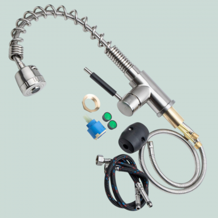 Baterie bucatarie flexibila inox satinat cu dus cu pipa sub forma de arc [2]