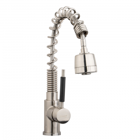 Baterie bucatarie flexibila inox satinat cu dus cu pipa sub forma de arc [1]