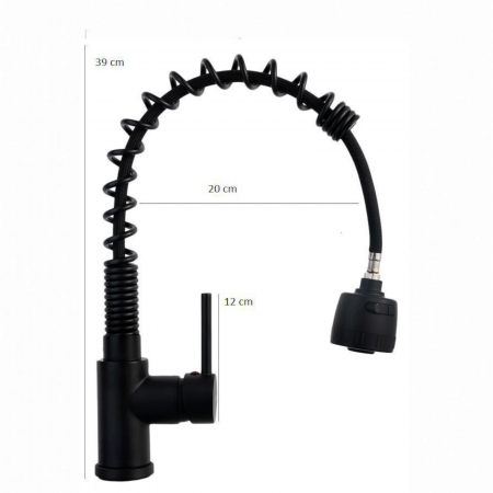 Baterie bucatarie neagra pipa flexibila cu dus extractabil [2]