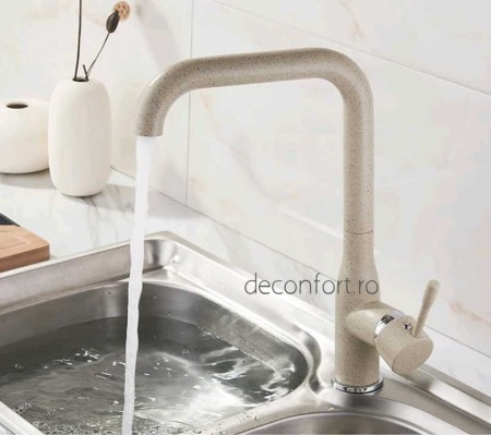 Baterie Bucatarie - Baterie bucatarie granit bej FRAPO pipa rotativa 90°