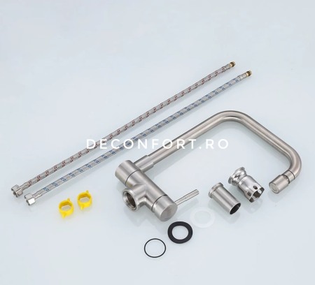 Baterie bucatarie inox satinat montare chiuveta pipa reglabila [3]
