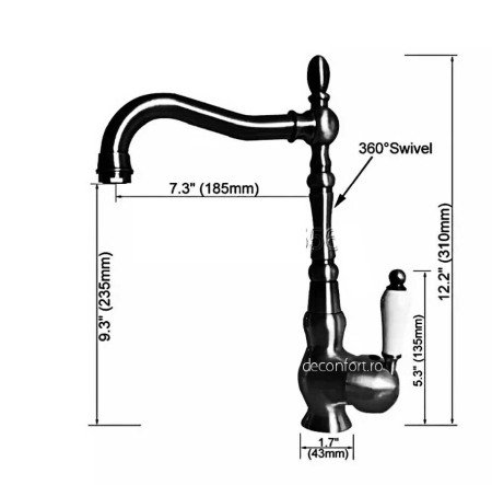 Baterie bucatarie Lora antichizata finisaj cupru montare chiuveta, blat [3]